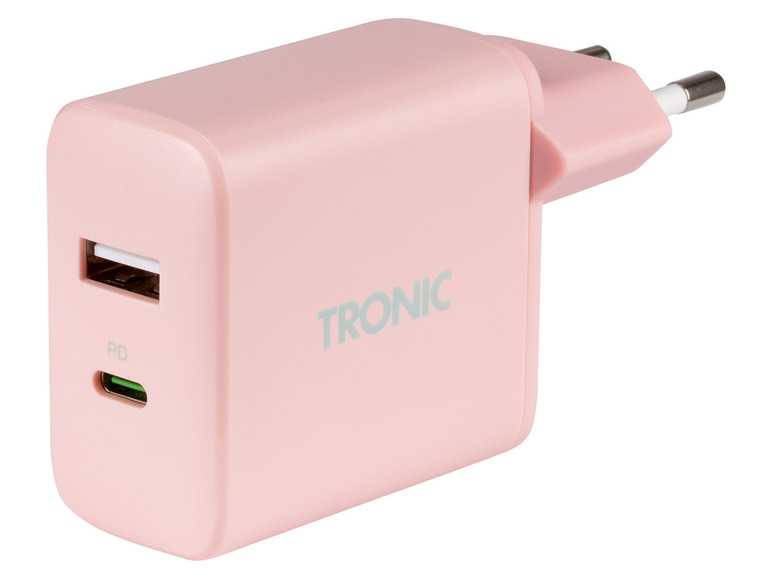 TRONIC Dvojitá USB nabíjačka (bledoružová) TRONIC