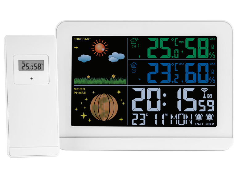 AURIOL® Meteostanica s farebným displejom (biela) AURIOL®