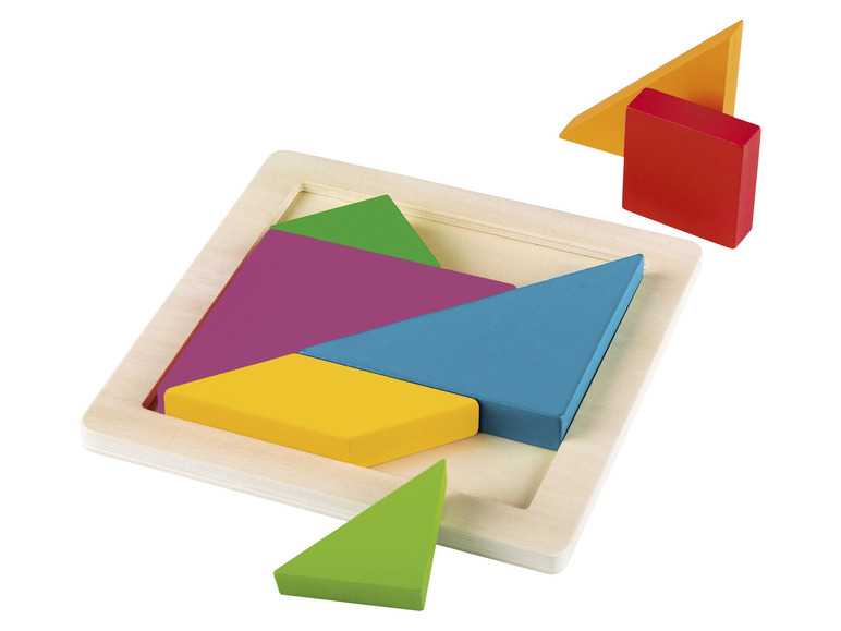 Playtive Drevená dúhová Montessori skladačka (tangram) Playtive